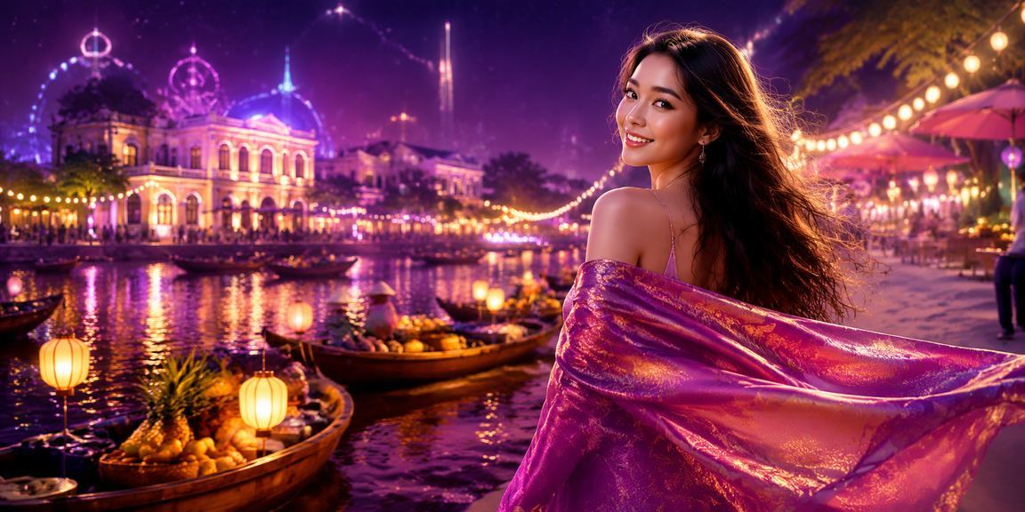 Cảnh Hà Nội về đêm với giao diện cá cược neon sống động trên 849